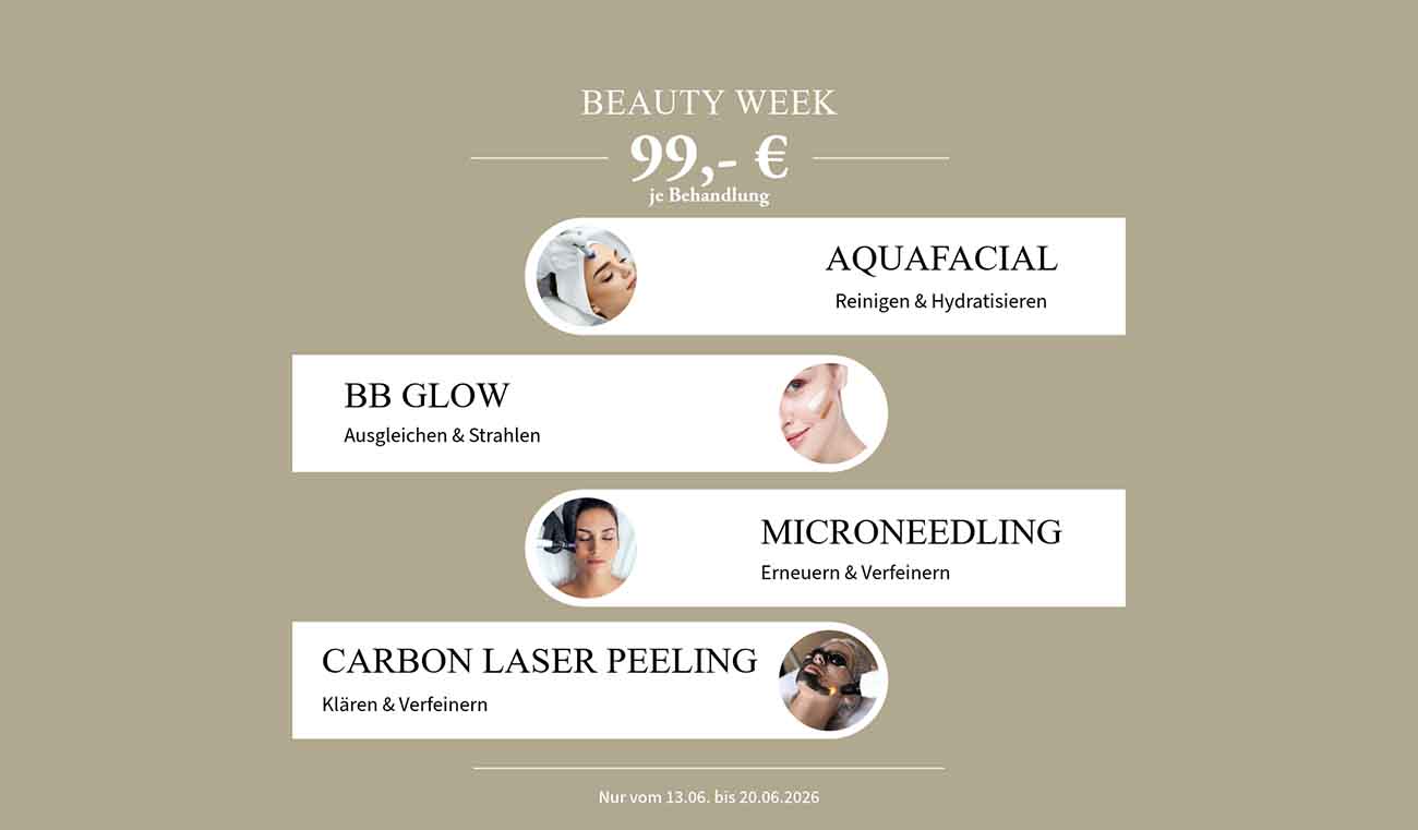 Beauty Week Angebot in Weiden – Aquafacial, BB Glow, Microneedling und Carbon Laser Peeling für 99 € im Juni 2026