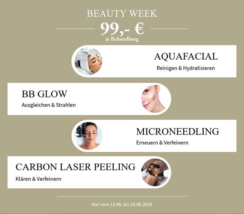 Beauty Week Angebot in Weiden – Aquafacial, BB Glow, Microneedling und Carbon Laser Peeling für 99 € im Juni 2026